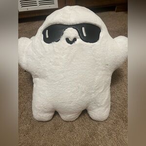White Plush Ghost Pillow with Black Sunglasses - Fun Holiday Accent